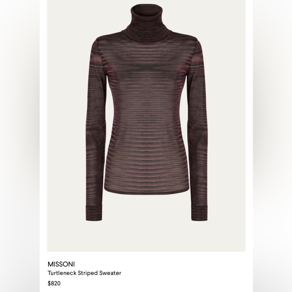 Missoni Purple and Brown Striped Turtleneck NWT Size 40 (Small).